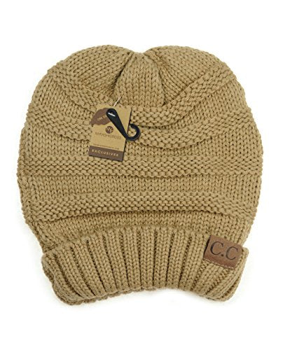 NYFASHION101 Slouch Wrinkled Beanie Cap Slouchy Skull Hat - color: Camel