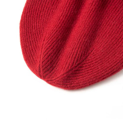 100% Pure Cashmere Double-Layered Beanie Hat for Women & Men, Winter Warm Soft Unisex Ribbed Skull Cap Hat