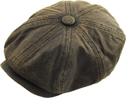 KBETHOS Leather Ascot Made in USA Ivy Collection Classic Newsboy Caps - color: (E) Pu Leather - Dark Brown, size: Large-X-Large