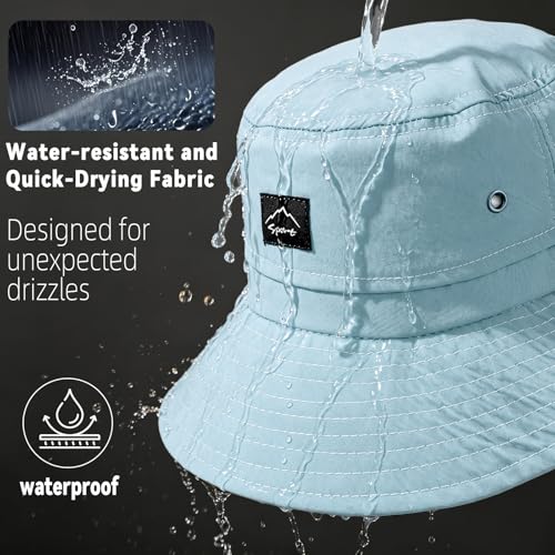 ZOORON Sun Bucket Hats for Women Men UPF 50+Packable Fishing Hats Quick Dry Waterproof Hiking Hat with Detachable Chin Strap - color: 1pack-blue