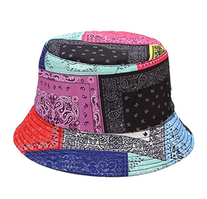 Quanhaigou Bucket Hats Unisex Summer Travel Beach Fisherman Cap for Men Women Teens - color: Floral Paisley