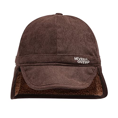 CLAPE Russian Trapper Ushanka Hat Eskimo Warm Pilot Cap Hats Earflaps Baseball Cap Visor Dad Hat for Outdoor Skiing - color: Dj05-brown