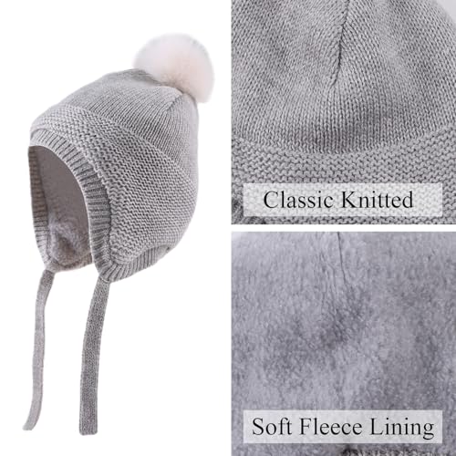 JANGANNSA Basic Winter Baby Beanie Gloves Boy Girl Knitted Kids Hat Mitten - color: Gray Hat+gloves No Thumb, size: 0-6 Months
