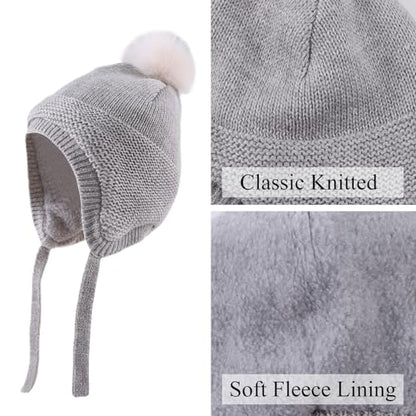 JANGANNSA Basic Winter Baby Beanie Gloves Boy Girl Knitted Kids Hat Mitten - color: Gray Hat+gloves No Thumb, size: 0-6 Months
