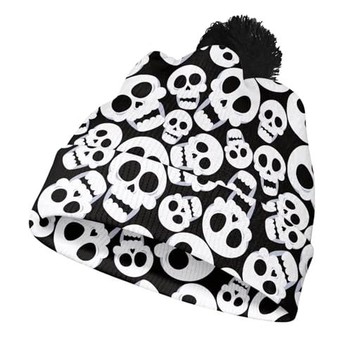 Cute Winter Hats for Women Cold Weather Knit Beanies for Women with Pom Pom - color: Gothic Skull