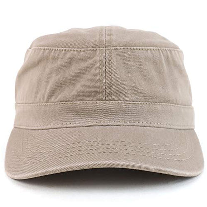 Trendy Apparel Shop Cotton Army Cap Military Flat Top Adjustable Baseball Cap - color: Dark Khaki