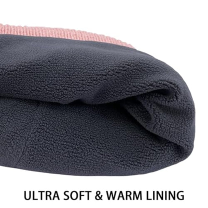 Winter Beanie Hats for Women Men Fleece Slouchy Knit Thick Beanies Warm Thermal Snow Ski Hat Gifts for Cold Weather - color: Pink