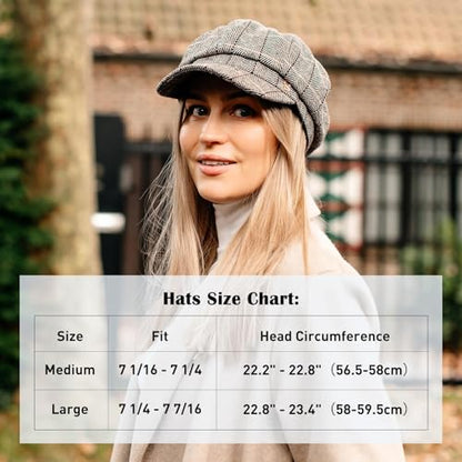 Comhats Women's Wool Winter Warm Newsboy Hats, Fashion Pageboy Beret Cap - color: 99952_camel(satin Lined)v, size: Medium