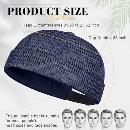 4 Pcs Men's Brimless Cap with No Brim, Summer Mesh Docker Beanie Cap Sailor Skullcap for Men - color: Classic Color