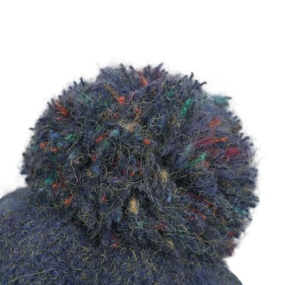 Holiberty Womens Winter Knit Beanie Hat Ladies Fur Pom Poms Ears Warm Slouchy Snow Ski Cap Fleece Thermal Ushanka Trapper Hat - color: Navy Blue