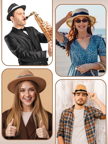 Tigeen 6 Pcs Bowknot Hat Band for Women Cowboy Panama - color: Cool Colors
