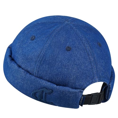 Clakllie Warm Brimless Hat Knitted Skull Cap Docker Hat Soft Beanie Worker Hat Rolled Cuff Sailor Fisherman Leon Hat - color: Cdus-hbmh1-royal Blue
