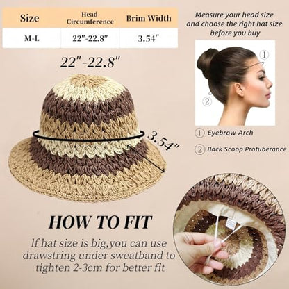 Floppy Big Beach Straw Hats for Women Foldable Summer Wide Brim Packable Sun Hat Womens Travel Straw Fedora Hat - color: Floral-5