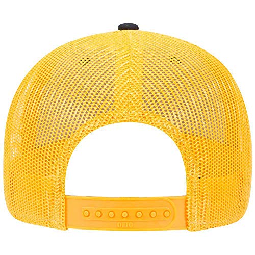 OTTO 6 Panel Low Profile Contrast Vertical Mesh Back Cap - color: Blk/Blk/Gld