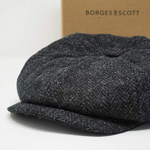 Lomond Newsboy Cap - 100% Handwoven Wool - Harris Tweed - Water Resistant - color: Midnight Herringbone, size: Small