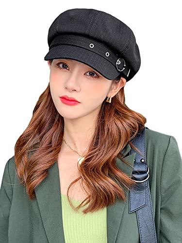 Women Beret Newsboy Hats Classic Autumn Spring Winter Cap - color: Black