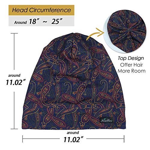 Adjustable Satin Lined Sleep Cap for Dreadlocks Curly Hair Large Head-Stay On Overnight - color: Black With Dark Heather Grey