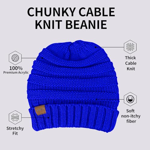 ZOORON Womens Winter Hat Slouchy Beanies for Women Cable Knit Beanie Hats - color: 1pack- Royal Blue
