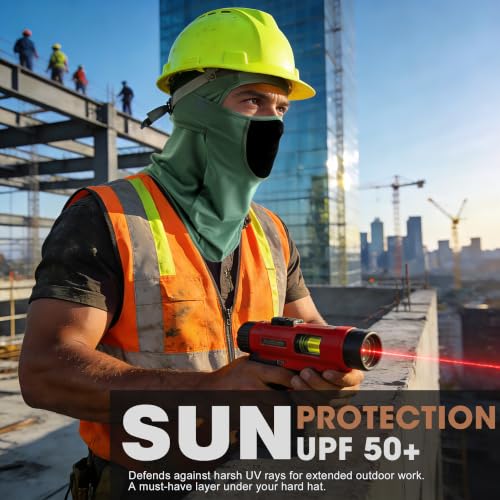 WTACTFUL Breathable Balaclava Face Mask Men, Summer UPF 50+ Sun Protection - color: Black+green