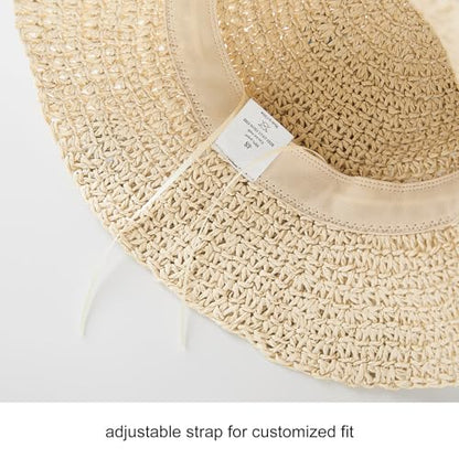 pureborn Baby Toddler Girls Straw Sun Hat Summer Beach Hat - color: Beige Daisy, size: 2-5T