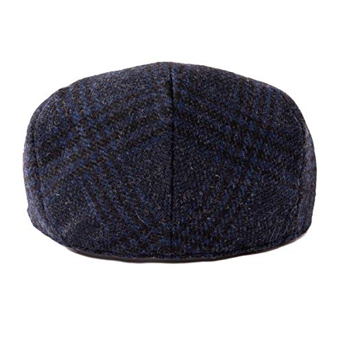 FEINION Men's Wool Tweed Newsboy Ivy Cap Gatsby Golf Flat Hat - color: Plaid Blue, size: 7 1/2