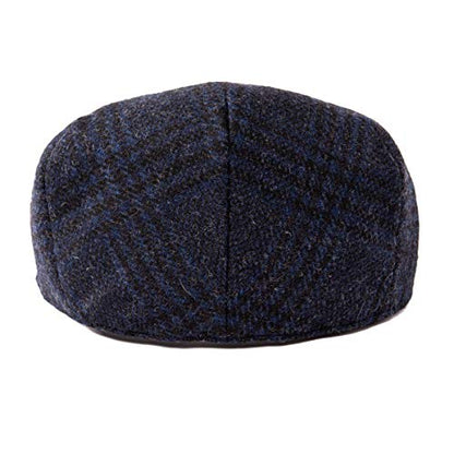 FEINION Men's Wool Tweed Newsboy Ivy Cap Gatsby Golf Flat Hat - color: Plaid Blue, size: 7 1/2