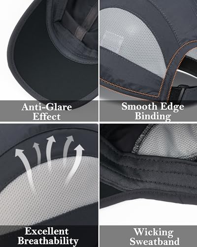 GADIEMKENSD Outdoor Running Hat Breathable Mesh 2PACK - color: Dark Gray, size: 6 7/8-7 1/4