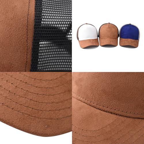 Trucker Hat Men Blank Mesh Suede Baseball Cap for Men and Women Baseball Hat 5-Panel Trucker Hat for Hunting & Hiking - color: Black