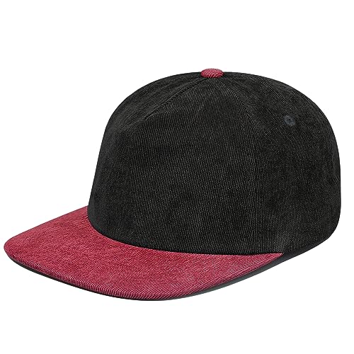 Clakllie Flat Bill Baseball Cap Snapback Trucker Hat Steet Casual Hip Hop Cap Breathable Runner Cap Vintage Low Profile Hat - color: S-d5ph03-black