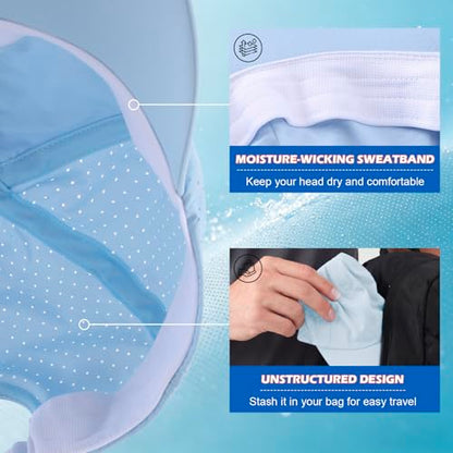 Connectyle Quick Dry Performance Run Hat for Men Women Lightweight Adjustable Sports Cap UPF 50+ Sun Protection Baseball Cap - color: Light Blue