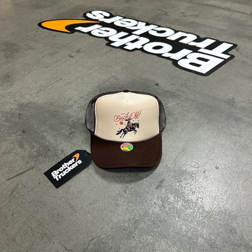 Buck Off! Trucker Hat | Vintage Cowboy Cowgirl Western Funny | Premium Mesh Foam Snapback Hat for Men & Women - color: Red/White