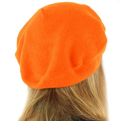 Classic Winter 100% Wool Warm French Art Basque Beret Tam Beanie Hat Cap - color: Orange
