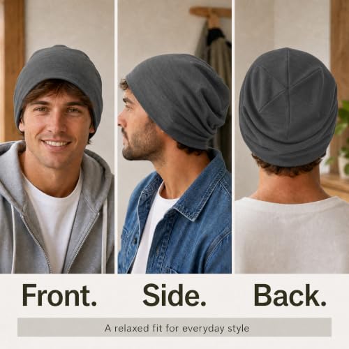 vidsel 100% Cotton Slouchy Beanie, Lightweight Summer Hats for Women Men - color: 1pc Dark Gray, size: Large