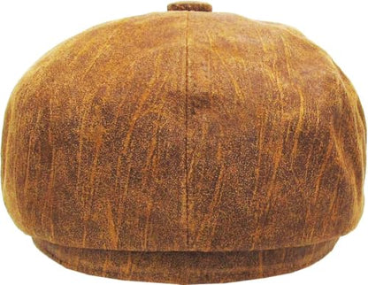 KBETHOS Leather Ascot Made in USA Ivy Collection Classic Newsboy Caps - color: (B) Leather - Light Brown, size: Small-Medium