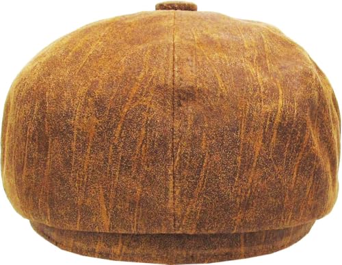 KBETHOS Leather Ascot Made in USA Ivy Collection Classic Newsboy Caps - color: (B) Leather - Light Brown, size: Large-X-Large