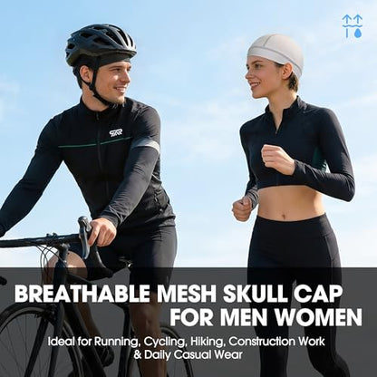 QINGLONGLIN Breathable Mesh Skull Cap Sweat Control HelmetLiner 2-Pack - color: Black + Grey
