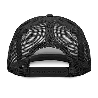 DALIX Flat Billed Trucker Hat Mesh Back S M L Adjustable Cap Solid Two Toned Snapback - color: Black-white, size: One Size