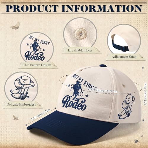 JaGely Two Tone Western Cowboy/Cowgirl Trucker Hat for Women Men Gift Vintage Embroidered Country Baseball Cap - color: Navy Blue, style: Not My First Rodeo