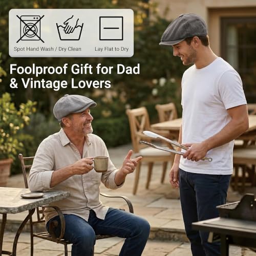 ZLYC Newsboy Cap for Men Summer Flat Cap Lightweight Beret Hat - color: Buckle Light Gray