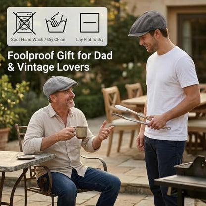 ZLYC Newsboy Cap for Men Summer Flat Cap Lightweight Beret Hat - color: Buckle Light Gray