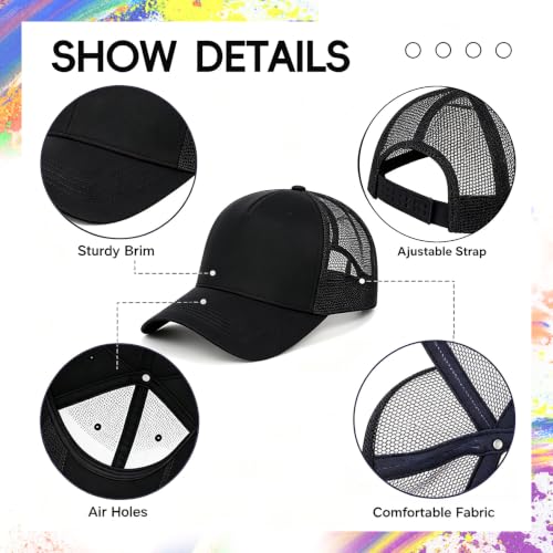 Trucker Hats Bulk Blank Mesh Sublimation Blank Hats Adjustable Baseball Caps Hats for Men and Women - color: 6pcs Yellow and White Hat