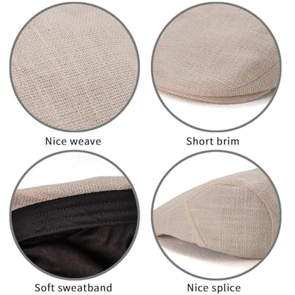 LADYBRO 2-Pack Unisex Flat Cap Newsboy Hats for Men Women Casual Adjustable - color: Black+ Beige