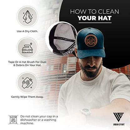 Urban Effort Trucker Hat for Men & Women, Mesh Back Baseball Cap, 5 Panel - color: Dark Blue, style: Mesh Back