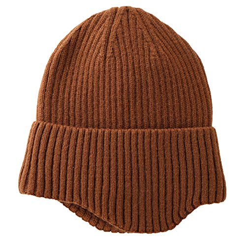 Connectyle Fleece Lined Beanie Hat for Men Women Warm Winter Hats with Earflaps Stretchy Ribbed Knit Skull Cap - color: Brown