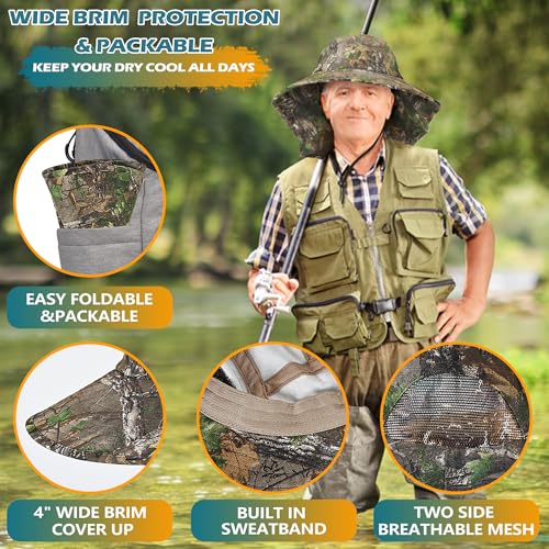 Solaris Small‑Head‑Fit Sun Hat with Neck Flap for Men & Women - color: Leaf Woodland Camo, size: One Size