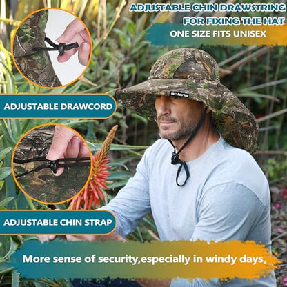 Solaris Small‑Head‑Fit Sun Hat with Neck Flap for Men & Women - color: Leaf Woodland Camo, size: One Size