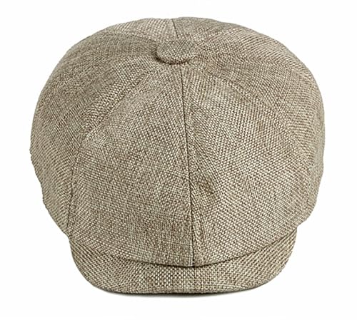 Newsboy Cap for Men 8 Panel Vintage Cabbie News Flat Gatsby Mens Hats Adjustable Linen Mens Hats - color: Khaki