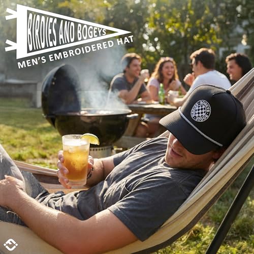 Funky Junque Golf Trucker Hat - color: Birdies, Bogeys & Booze - Black