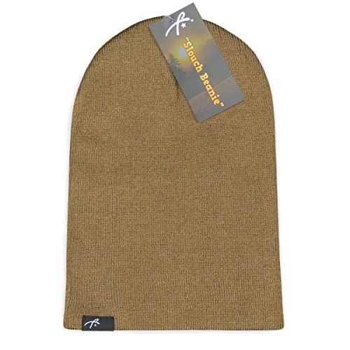 Grace Folly Slouchy Beanie for Men & Women, Cuffed Acrylic Knit Winter Hat - color: Khaki
