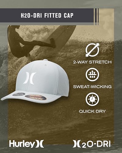 Hurley Mens Baseball Cap, H2O-Dri Stretch Fitted Hat with Curved Bill - color: Mystic Stone, size: Large-X-Large